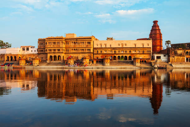 Krishna Temple at the Keshi Ghat on Yamuna river in Vrindavan near Mathura city in Uttar Pradesh state of India