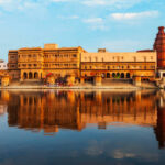Krishna Temple at the Keshi Ghat on Yamuna river in Vrindavan near Mathura city in Uttar Pradesh state of India